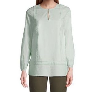 Lands End Swiss Dot Split Collar Green Tunic Tall